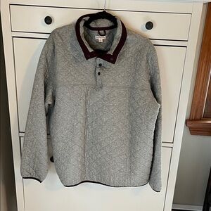 Merona Gray Quilted Sweater with Maroon Accents